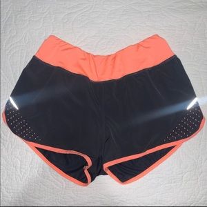 black and coral pink workout shorts